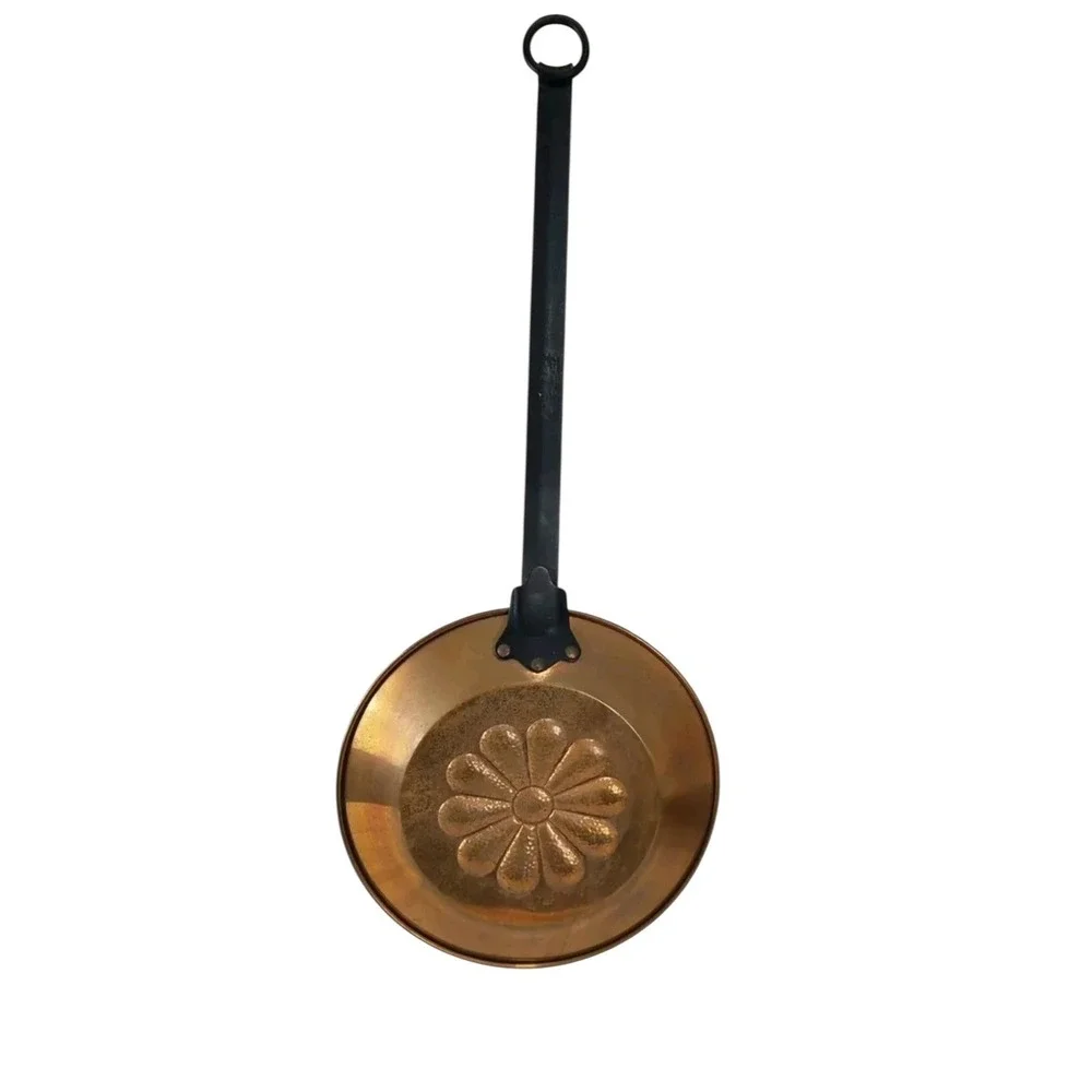 3‎ Vintage Copper & Brass Primitive Hanging Long Handle Skillet Dipper Strainer
